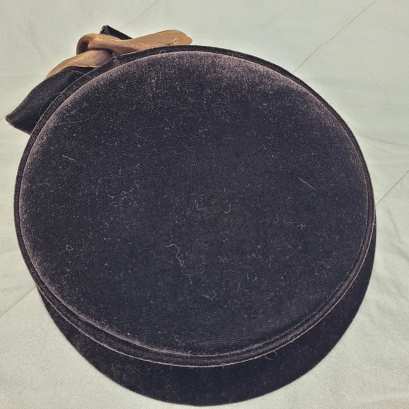 Giovannio Dark Brown Velvet Hat Brim Large Satin Flower Fancy Bucket Coquette OS - Picture 5 of 10